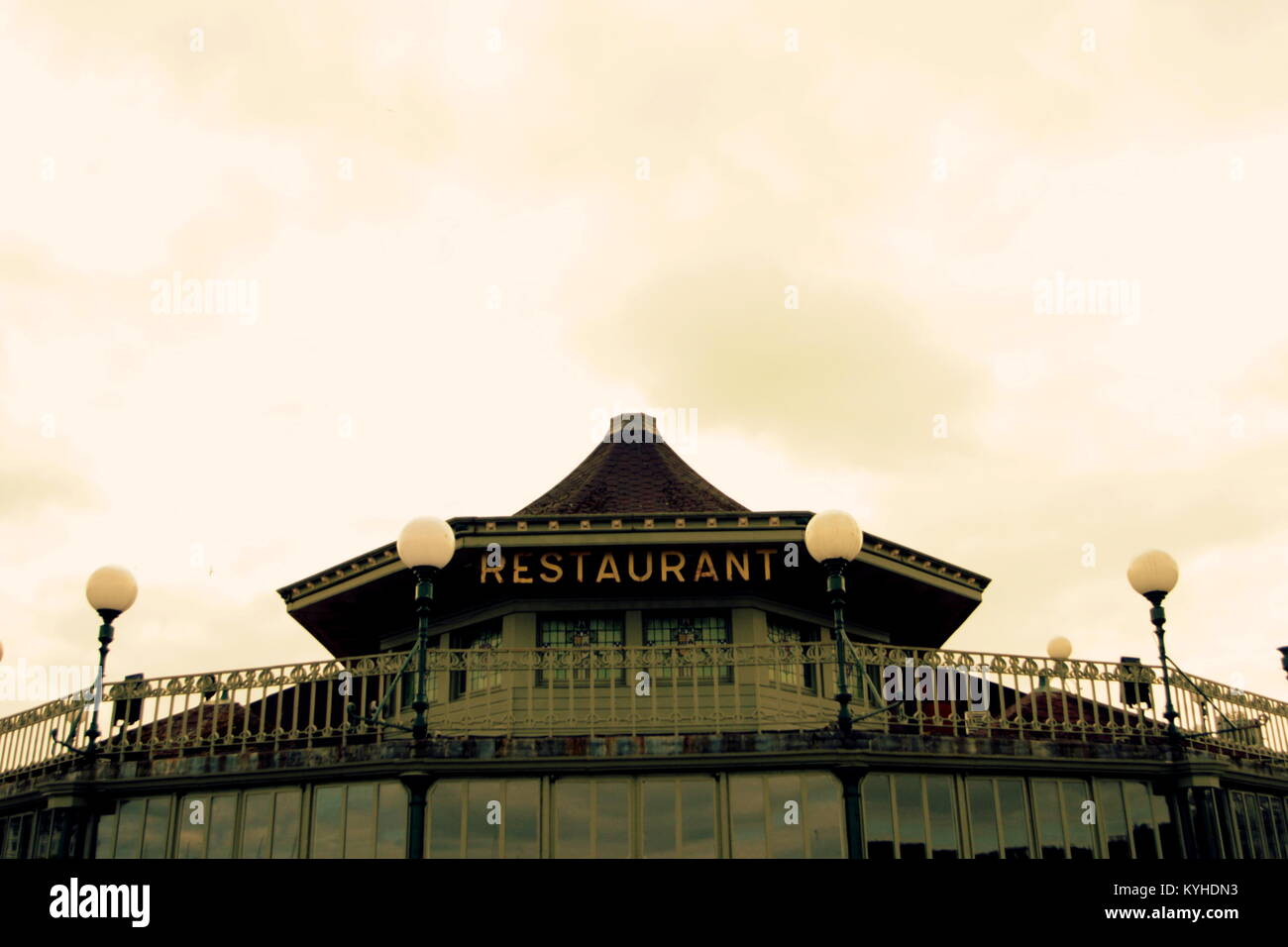 Chinese style abstract anonymous restaurant sign roof Rothesay, United Kingdom Stock Photo
