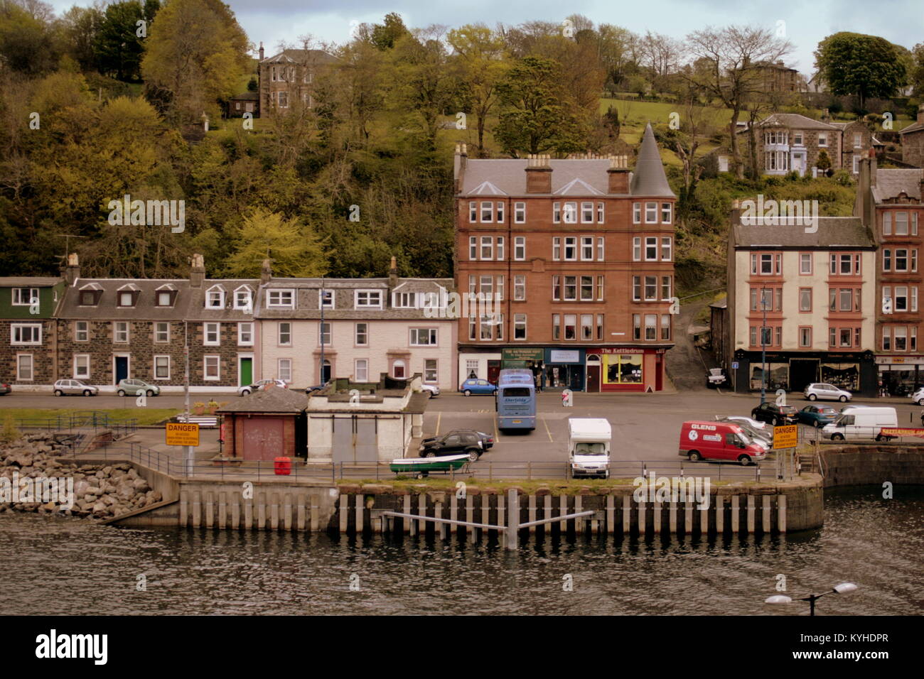 Rothesay harbour bay,isle of Bute view east princes street  from the sea ferry of the island United Kingdom Stock Photo