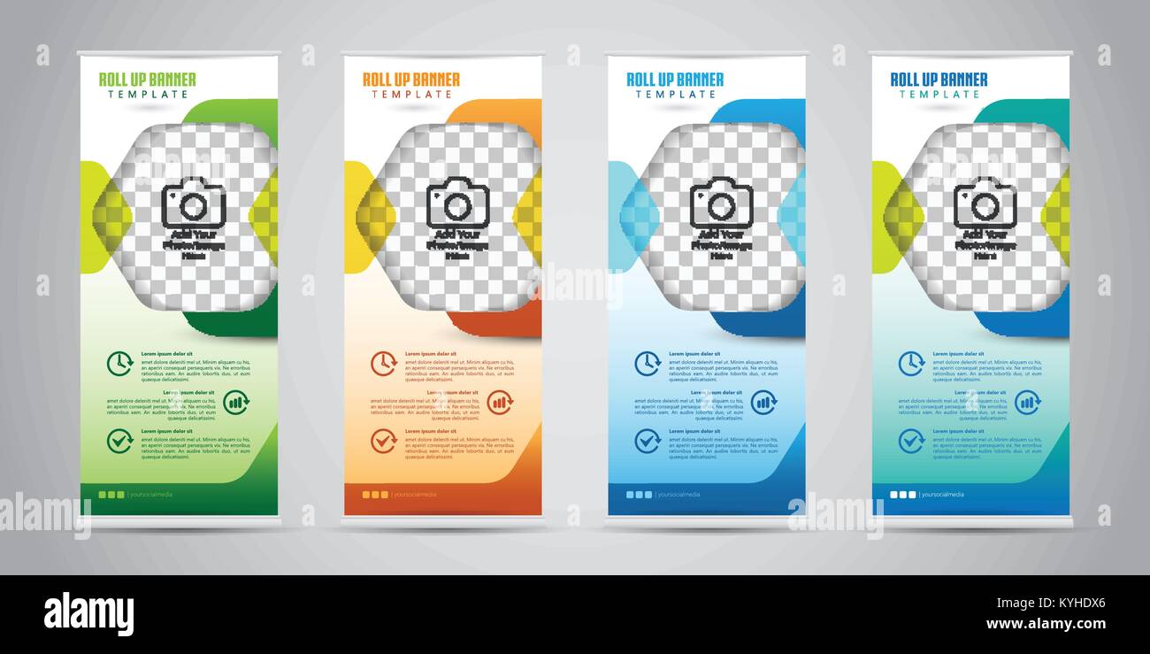 Business Roll Up Banner With 4 Various Color Standee Design