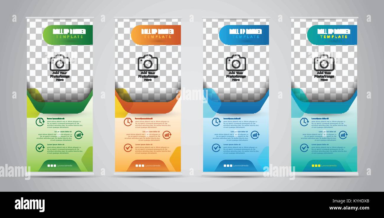 Business Roll Up Banner With 4 Various Color Standee Design