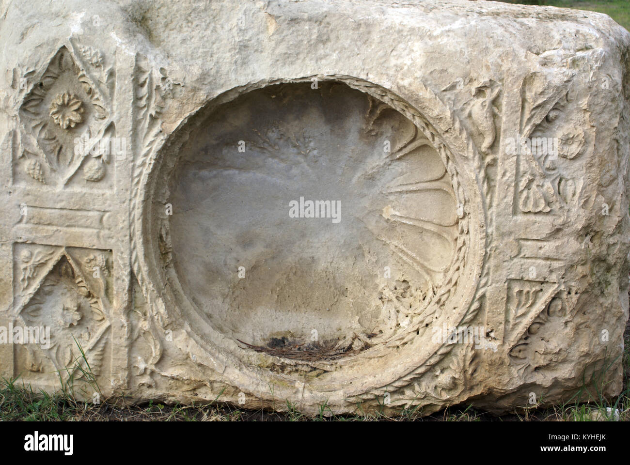 Old stone near church of Saint Nicolas in Demre, Turkey Stock Photo