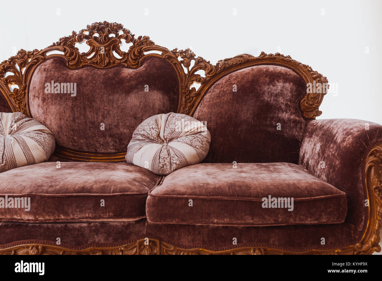Brown sofa in white interior Stock Photo