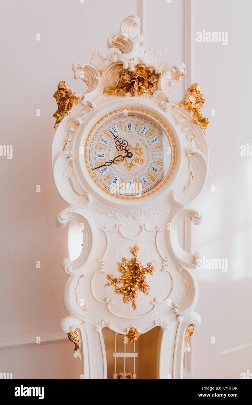 Grandfather's clock on white Stock Photo