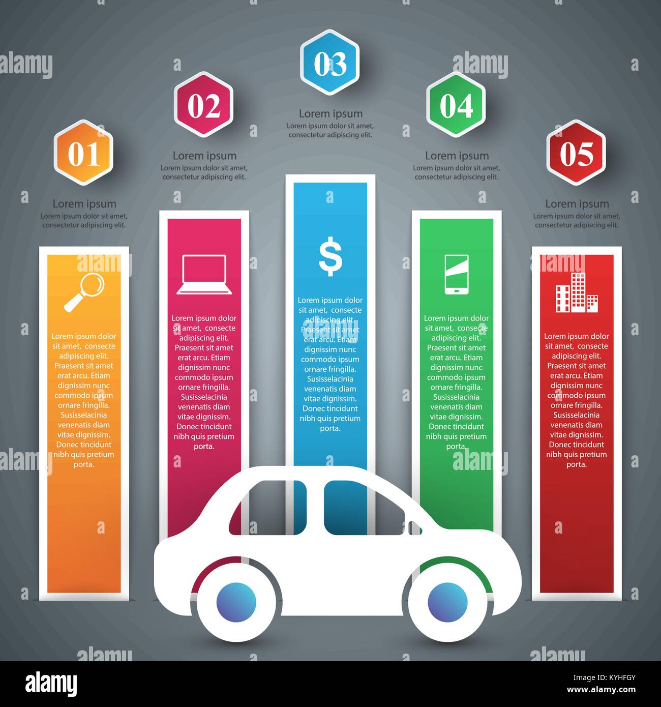 Road infographic design template and marketing icons. Car icon Stock ...
