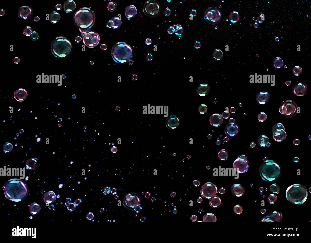 Bubbles on black background Stock Photo