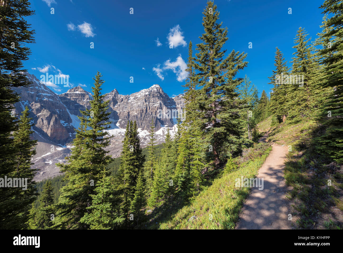 Hiking trail in Rocky Mountains, Banff National Park, Canada Stock