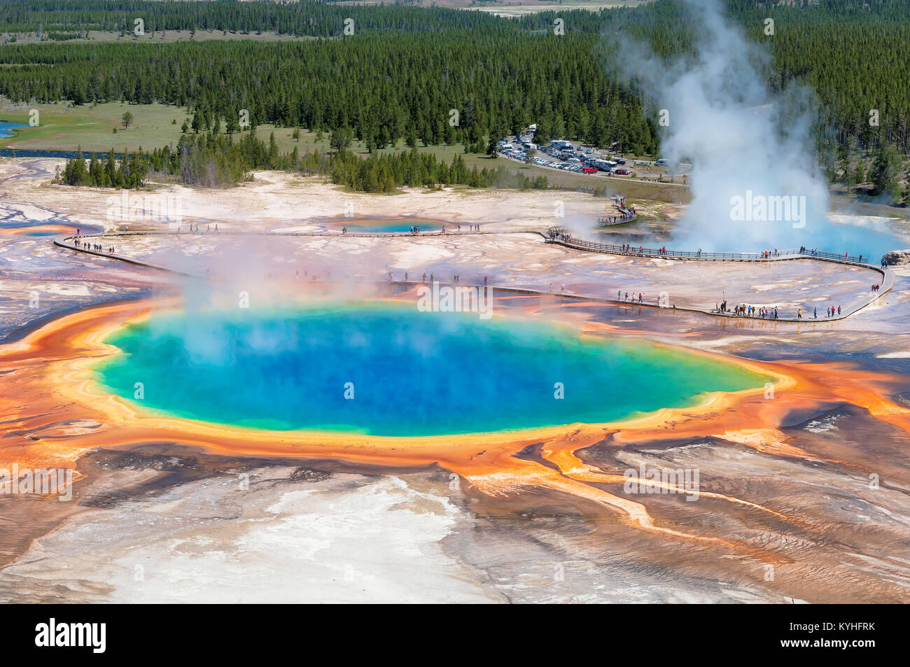 Grand Prismatic Spring - Thermal pool in Yellowstone national park, Wyoming. Stock Photo