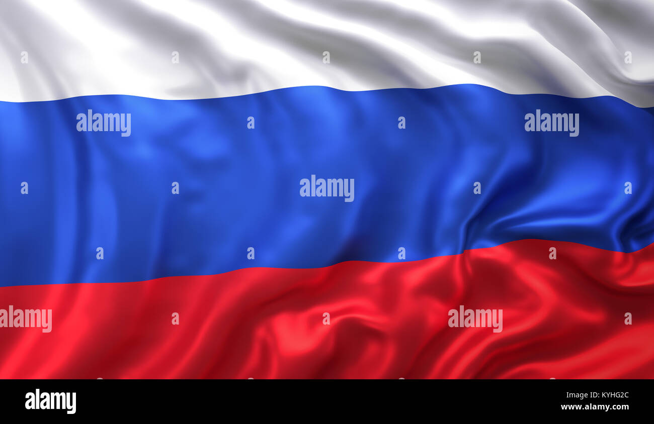 Flag of Russia blowing in the wind. 3D illustration Stock Photo