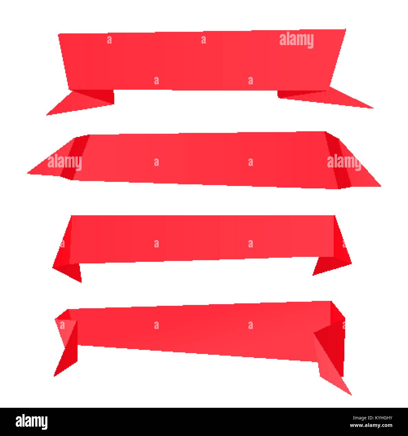 Set of red origami banners. Background template illustration Stock Vector