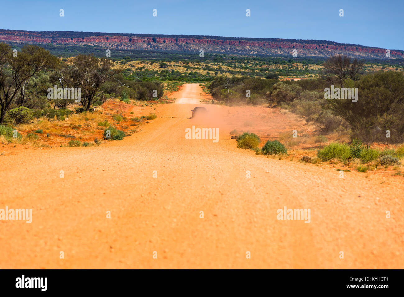 Unsealed dirt road in Central Australia. Stock Photo