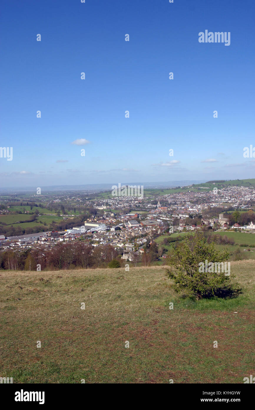 The view over the Stroud Valleys from Rodborough Common,  Gloucestershire, Cotswolds, UK Stock Photo