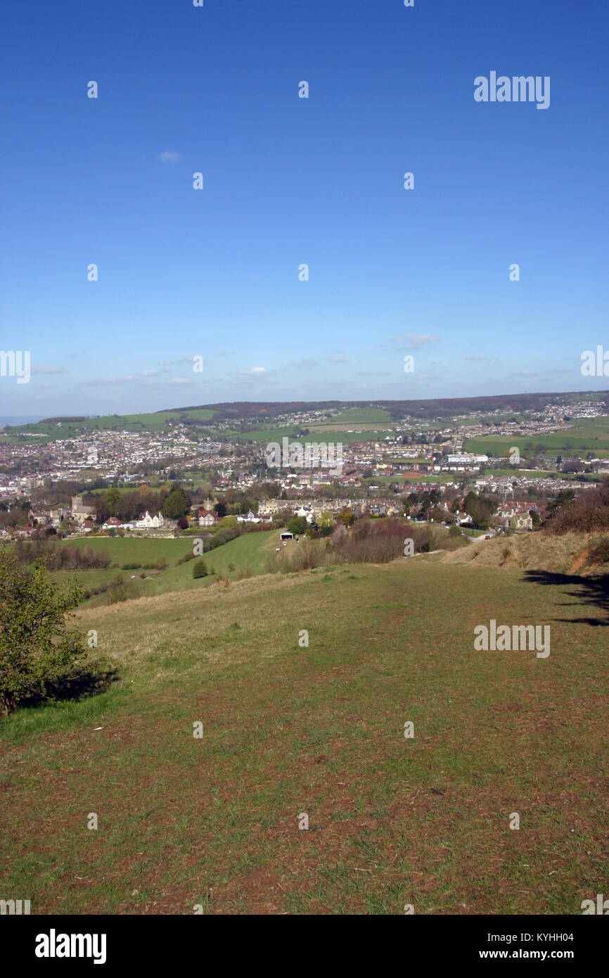 The view over the Stroud Valleys from Rodborough Common,  Gloucestershire, Cotswolds, UK Stock Photo