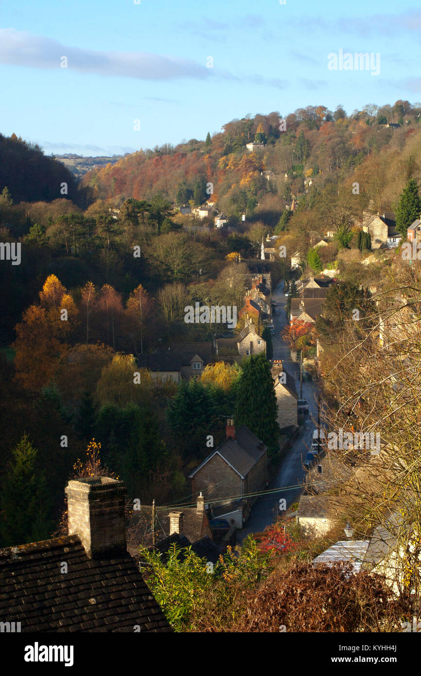 Autumn view along Chalford Vale, Chalford, Gloucestershire, Cotswolds
