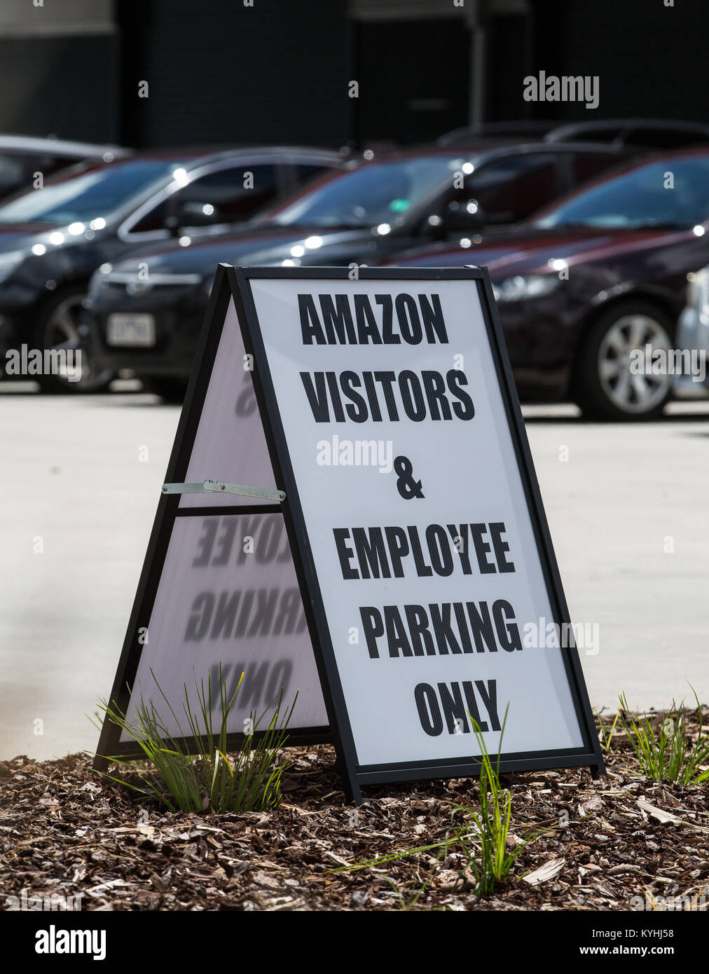 Sign at the new Amazon warehouse and distribution centre in Dandenong, Australia Stock Photo Alamy