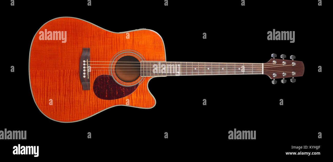 Musical instrument - Orange Flame maple acoustic cutaway tiger maple ...