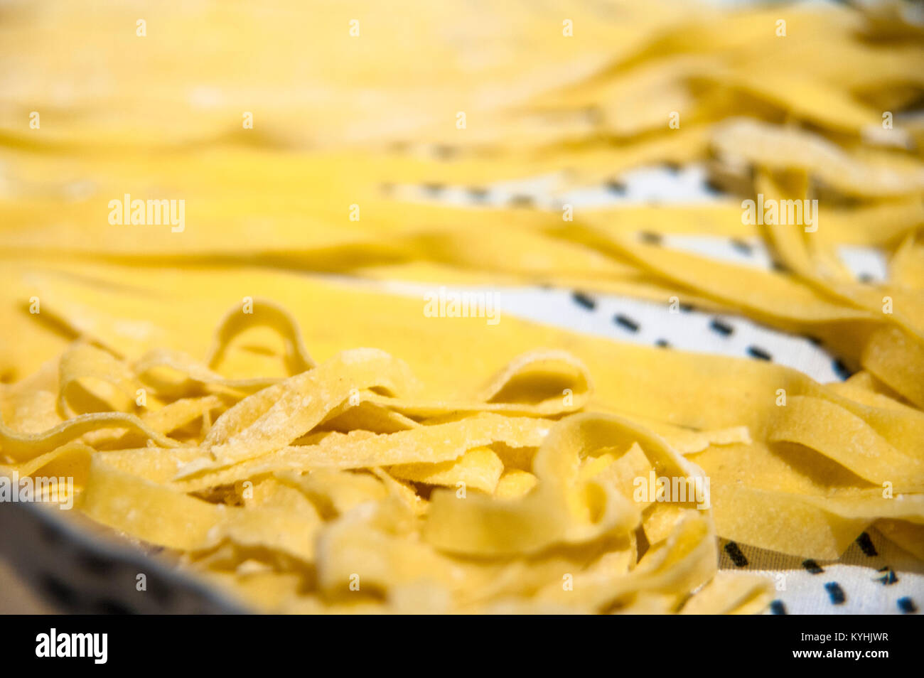 Fresh Homemade Pasta, Tagliatelle Casalinga Stock Photo Alamy