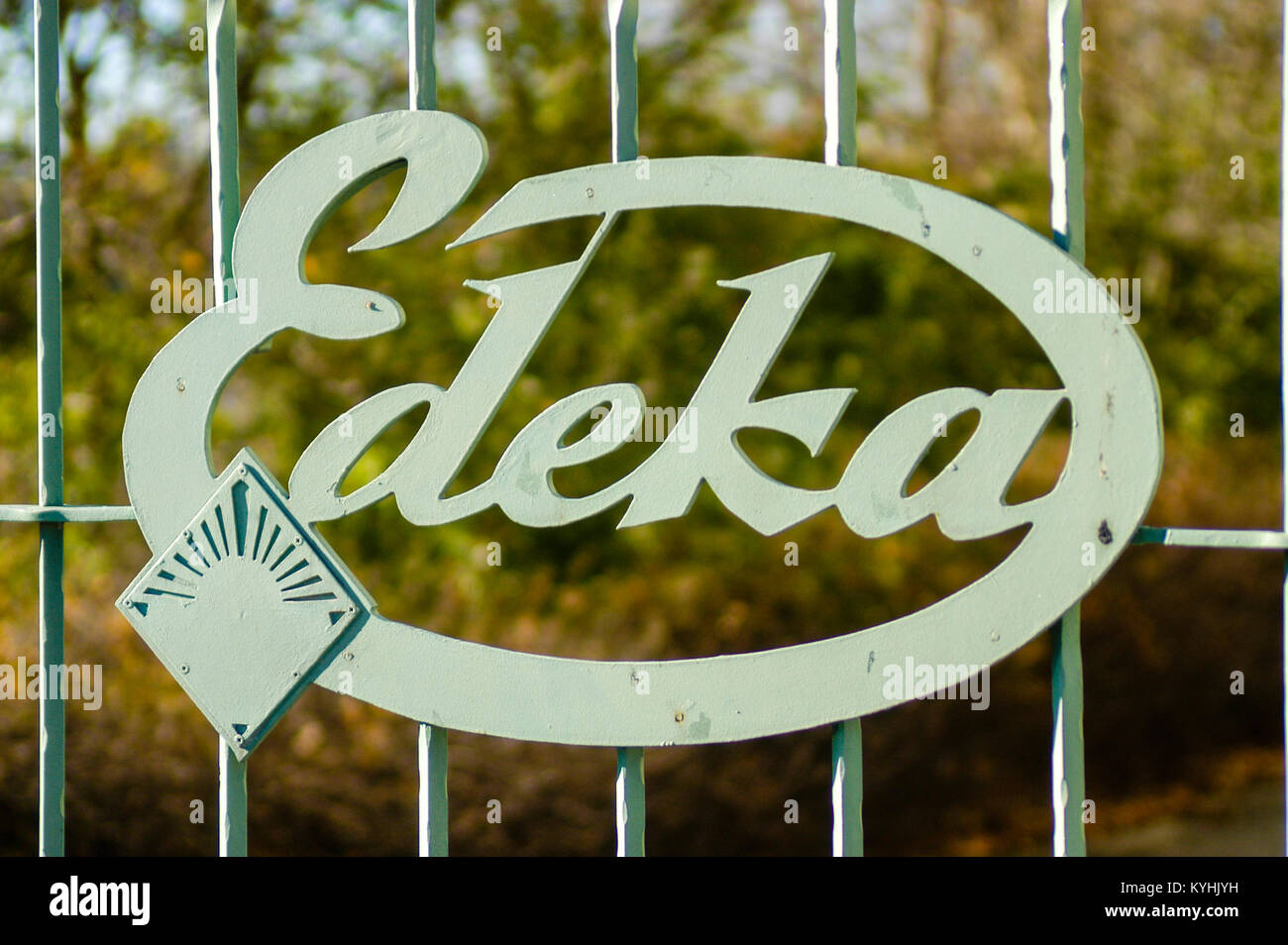 Historic EDEKA Logo - Property Gate Stock Photo