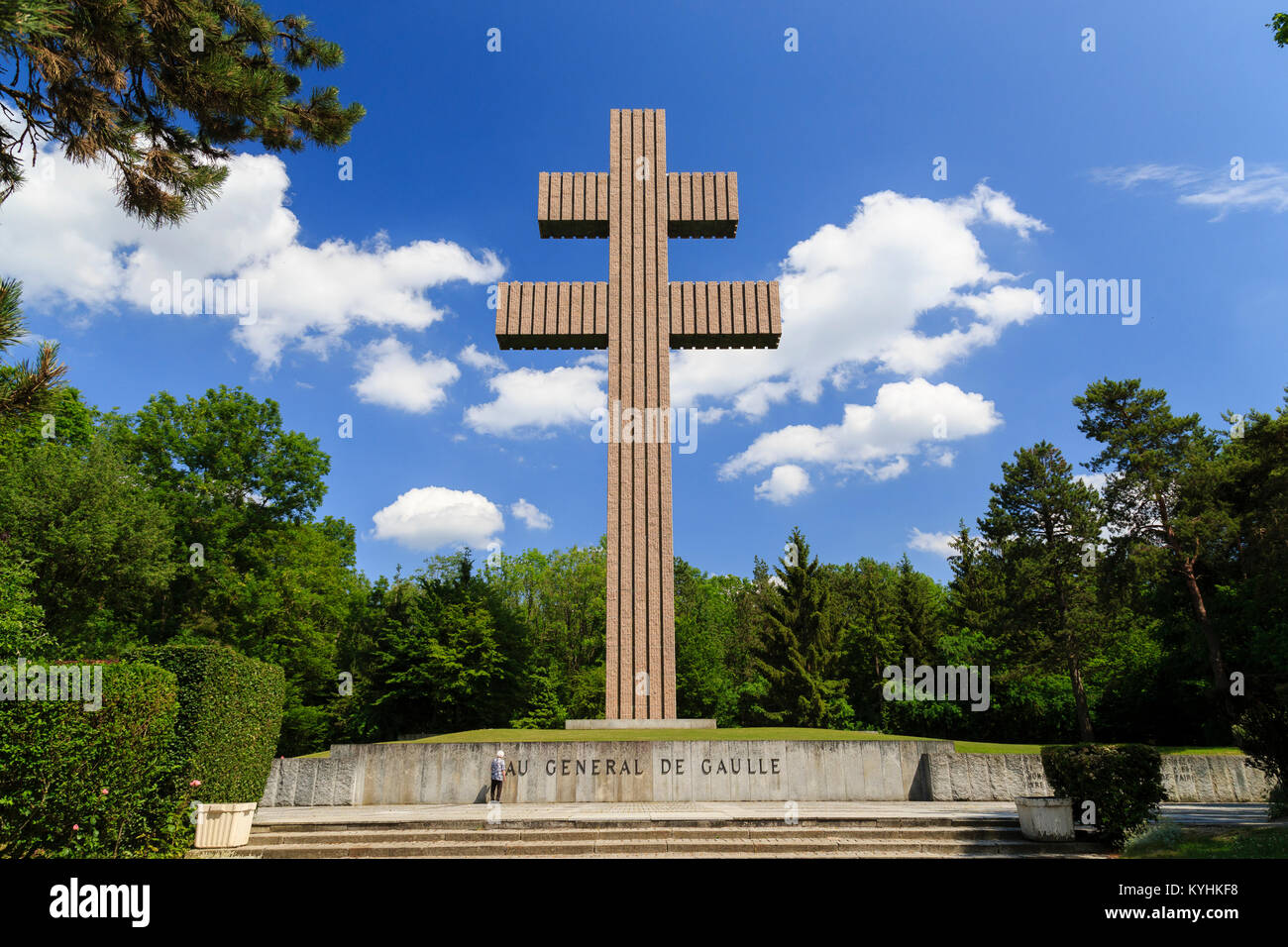 France, Haute-Marne (52), Colombey-les-Deux-Églises, Mémorial Charles de Gaulle, la Croix de Lorraine en hommage au Général de Gaulle // France, Haute Stock Photo