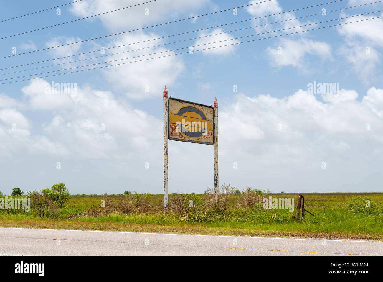 An old and rusty billboard along a roud near Lake Charles, Louisiana, USA Stock Photo