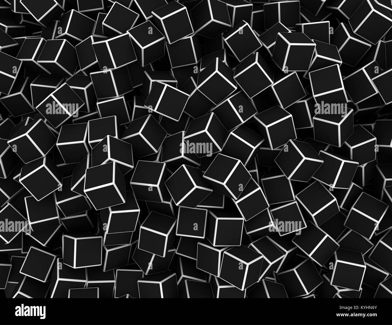 Abstract black geometric shapes of blocks or cubes background. Future Technology concept. 3D render Stock Photo