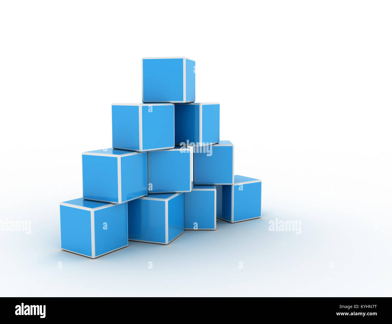 Cubes stack pyramid shape on white background Stock Photo