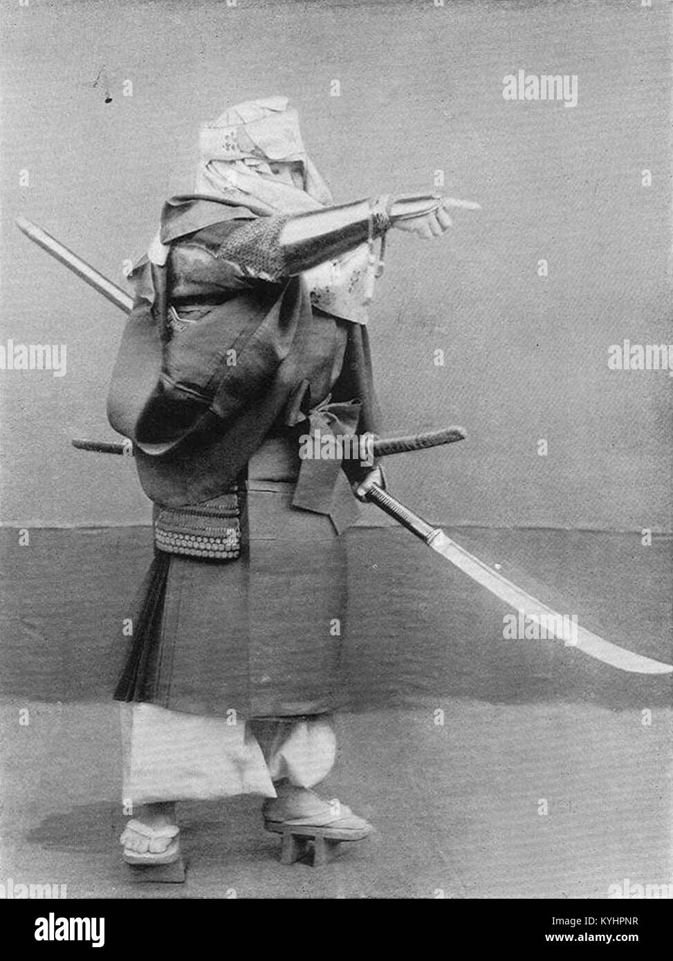 Sōhei (Fighting Monk) of Kamakura period, Military Costumes in Old Japan (1895). Photographed by Kazumasa Ogawa, circa 19th century Stock Photo