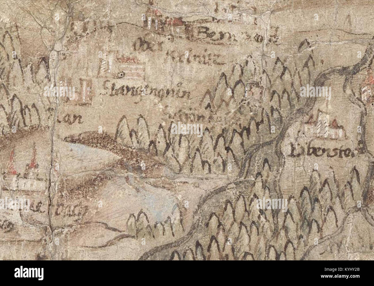 Map section from the 1566 Hiob Magdeburg depiction, showing the area ...