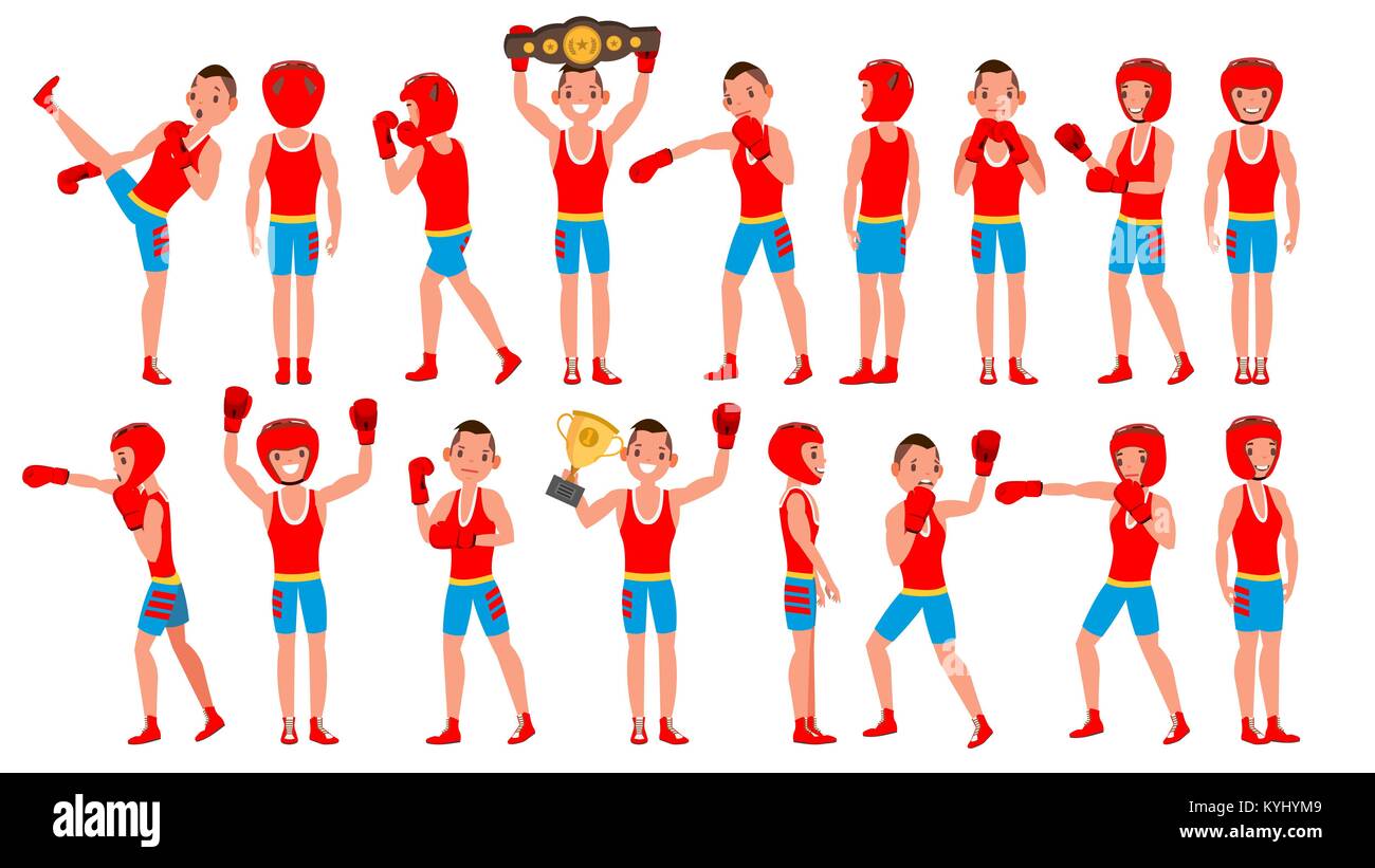 Male Exercising Boxing Vector. Active Sport Lifestyle. Athlete In ...