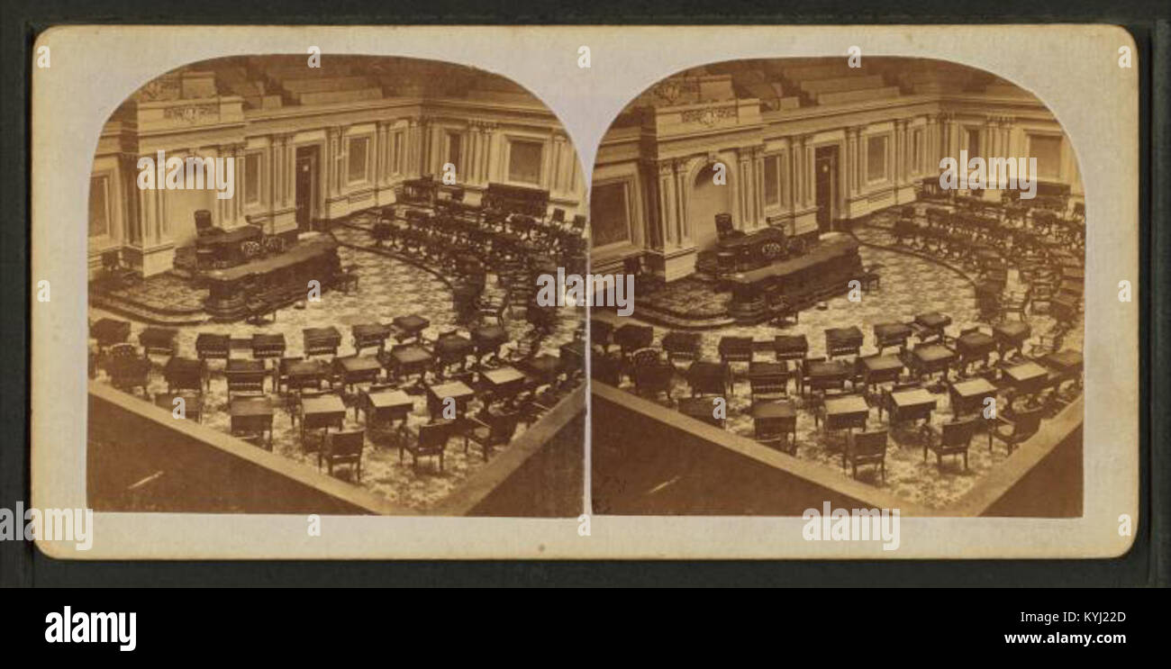 This historical photograph showcases the U.S. Senate Chamber, located ...