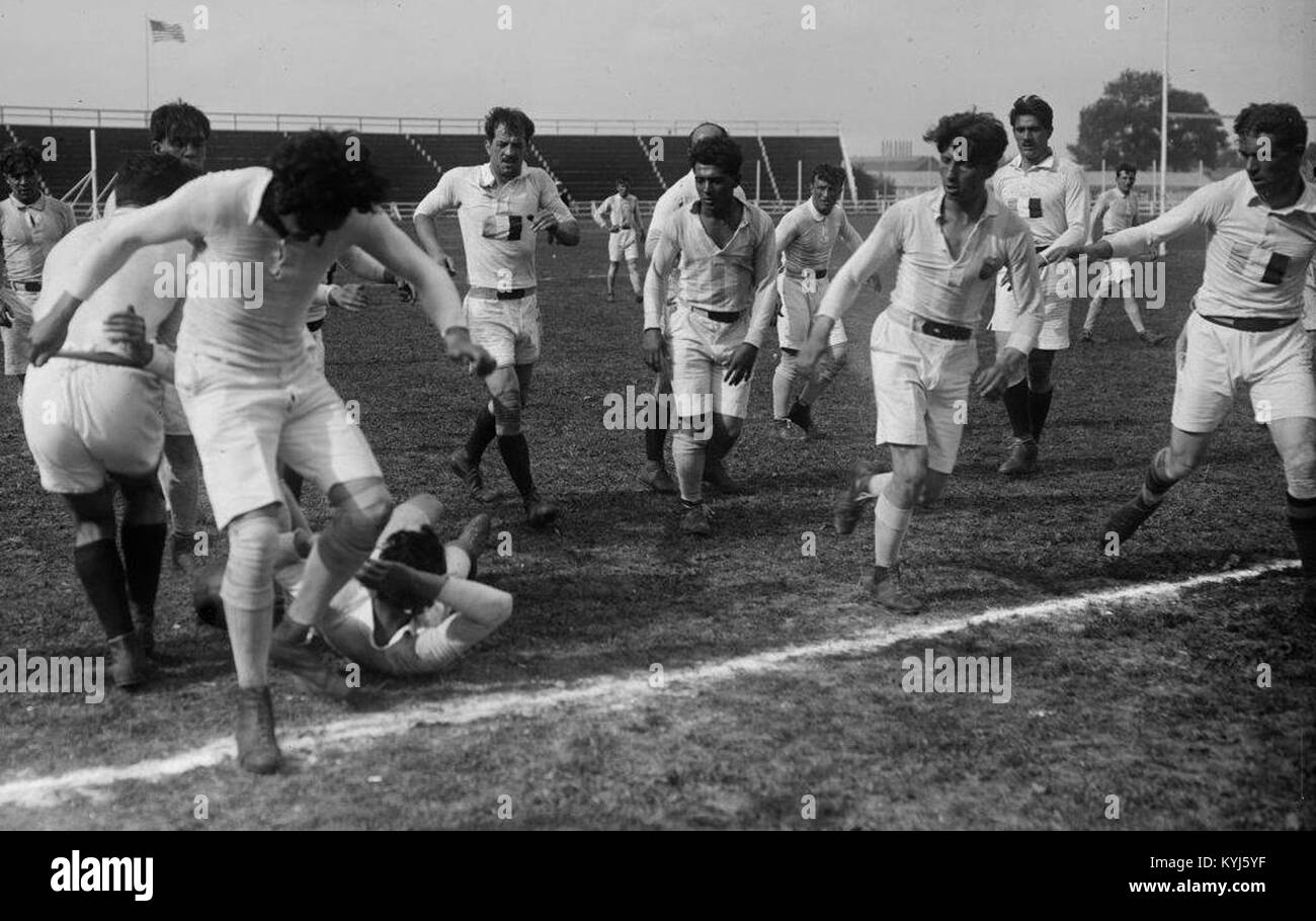 Stade de Colombes, 22.06.1919, jeux interalliés, rugby, match France contre Roumanie Stock Photo