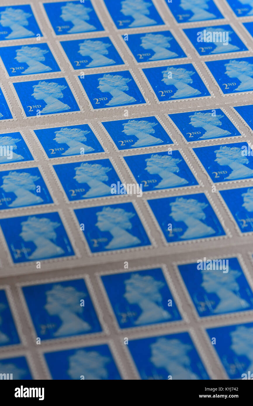 British 2nd class stamps sheet Stock Photo Alamy