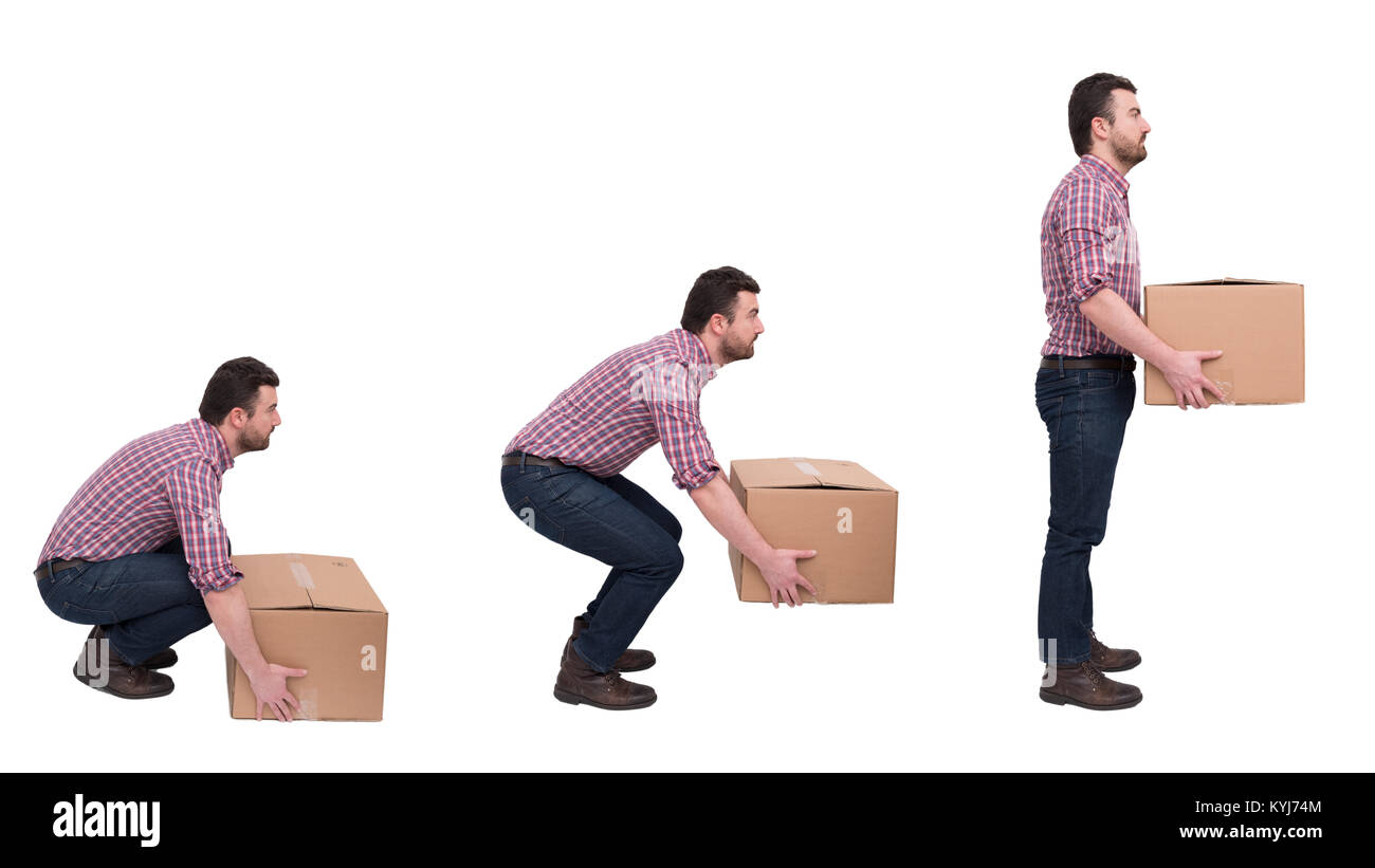 Man lifting heavy box hires stock photography and images Alamy