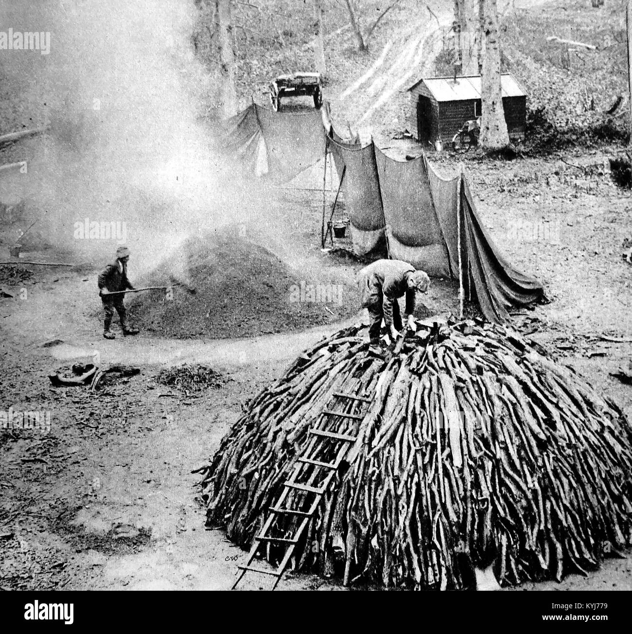 British Charcoal Burners c1930 Stock Photo