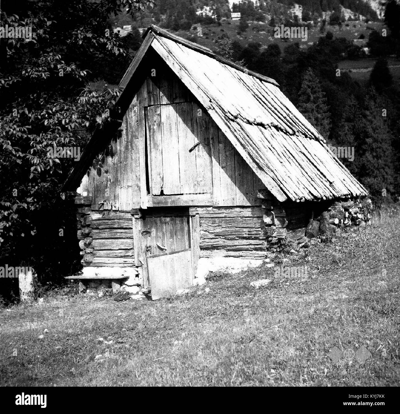 This 1952 photograph shows an old inn or tavern at Vrsnik, owned by ...