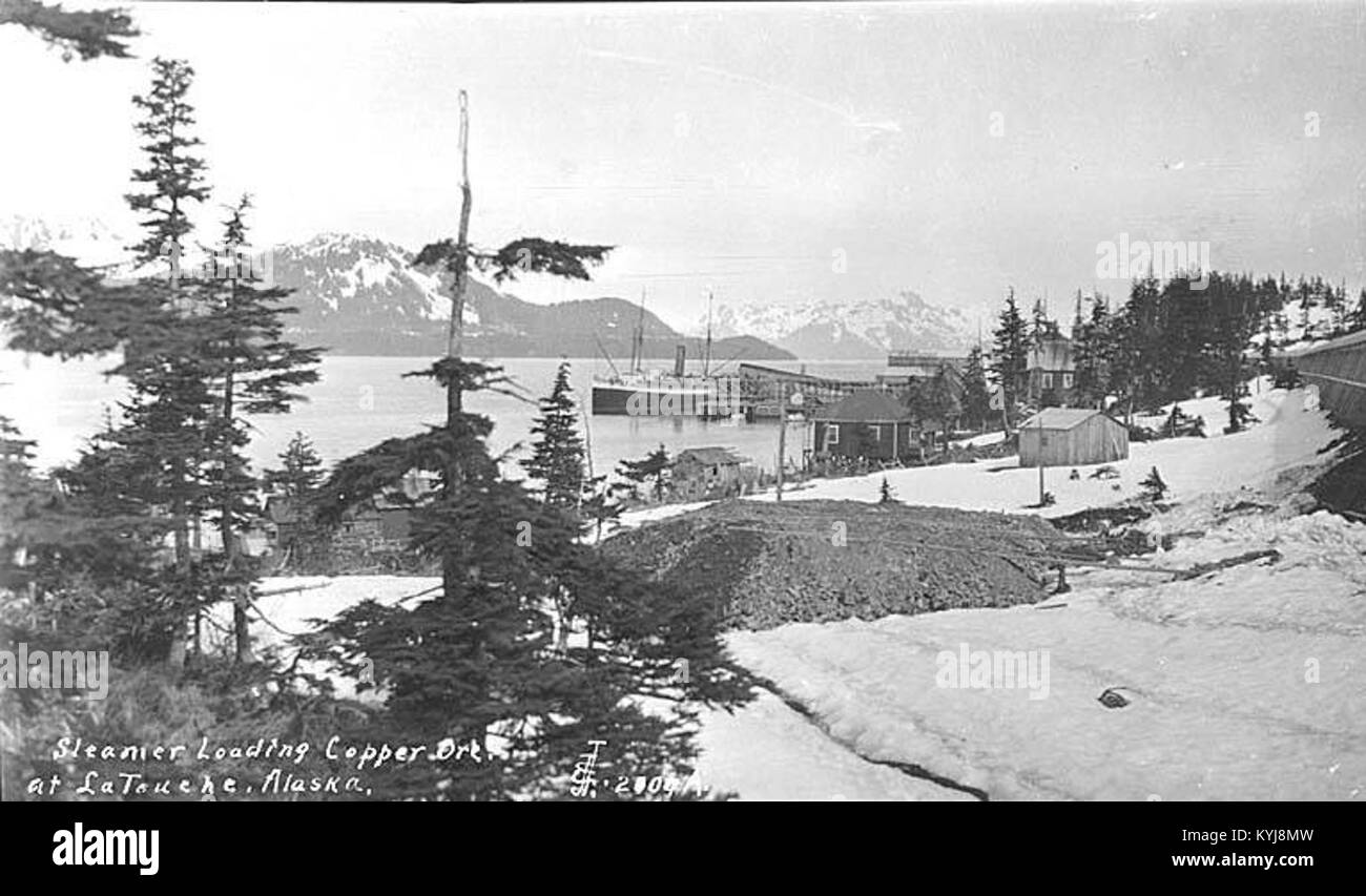 Steamship at dock, loading copper ore, Beatson Copper Co, LaTouche