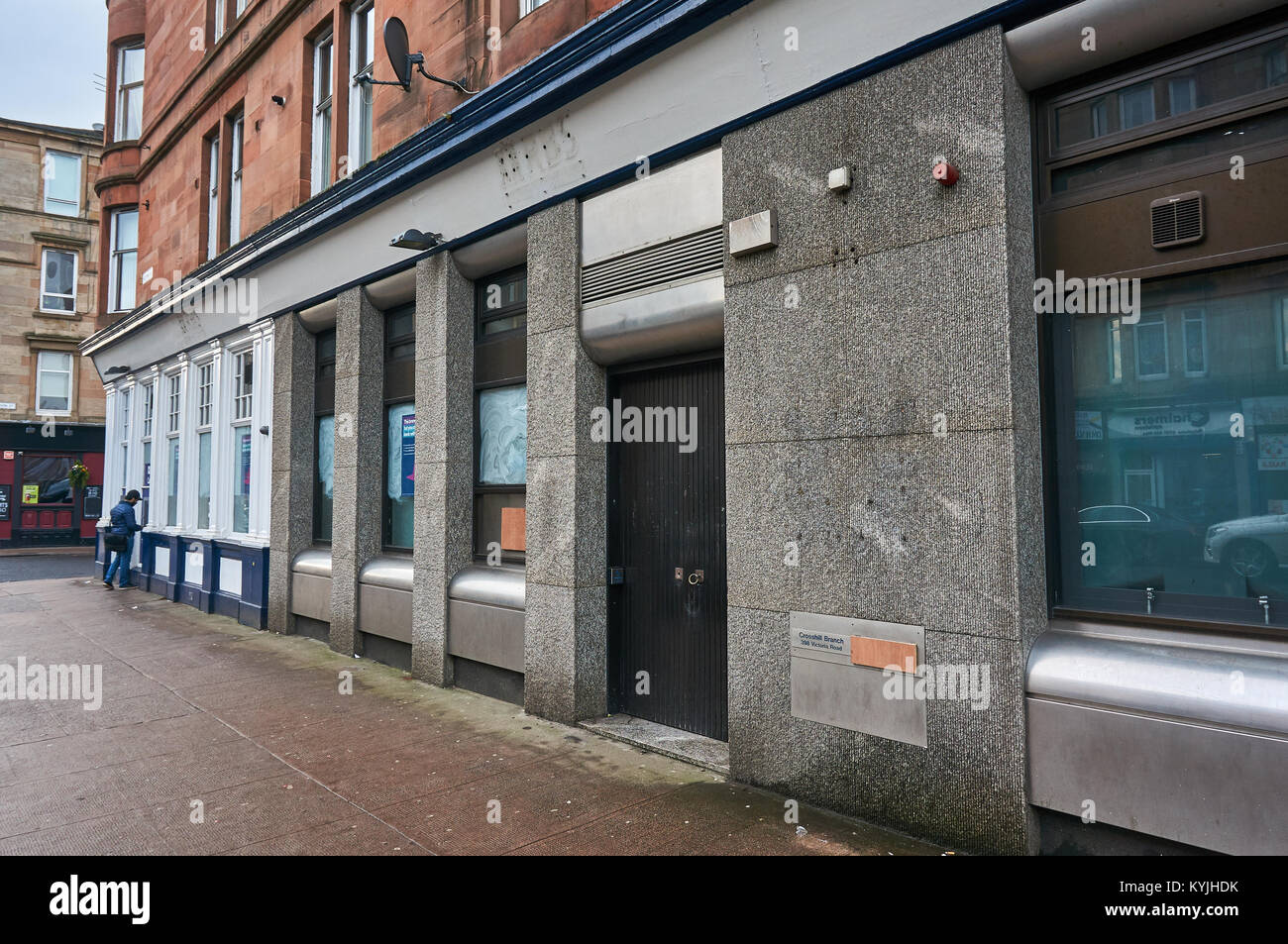 Closed branch of Royal Bank of Scotland, Victoria Road, Glasgow, Scotland. Stock Photo