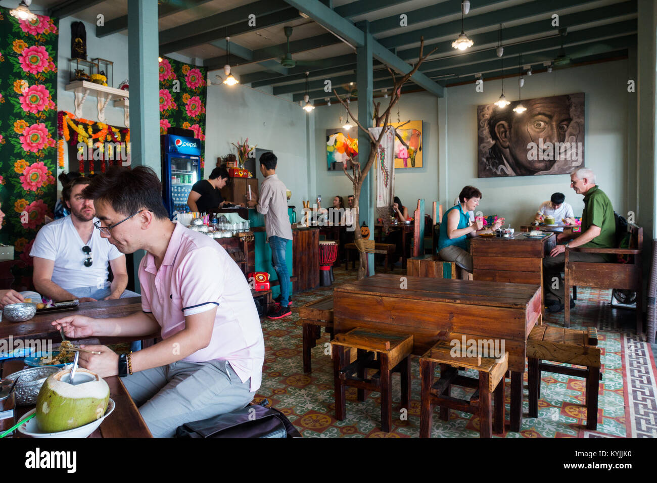 Bangkok Thailand People eating at cafe Stock Photo