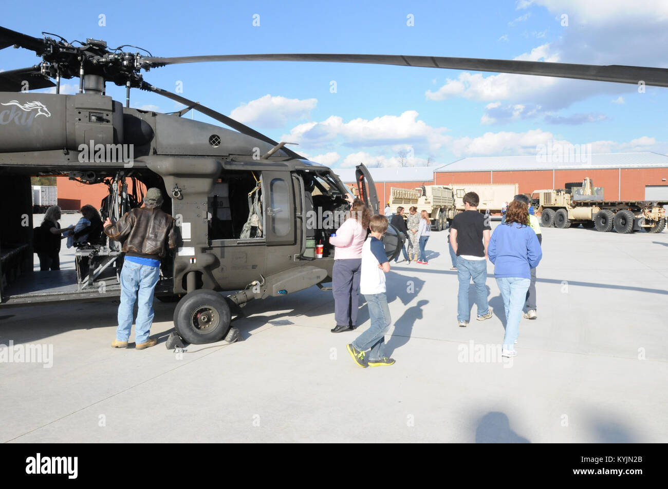 Local residents in Burlington, Ky. enjoy a tour of the newest Kentucky Guard Readiness Center in Burlington, hosted by Soldiers of the 1204th Aviation Support Battalion. (KYNG photo by Staff Sgt. Scott Raymond) Stock Photo
