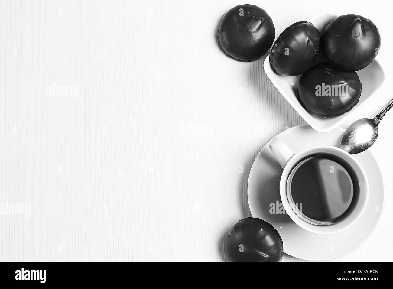 Marshmallows in chocolate on the plate. Marshmallows in chocolat Stock Photo