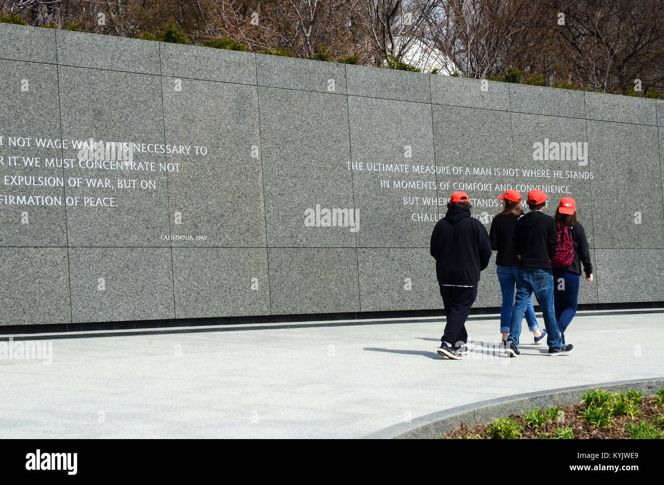 Students from Indiana contemplate the sayings of Dr. King. Stock Photo