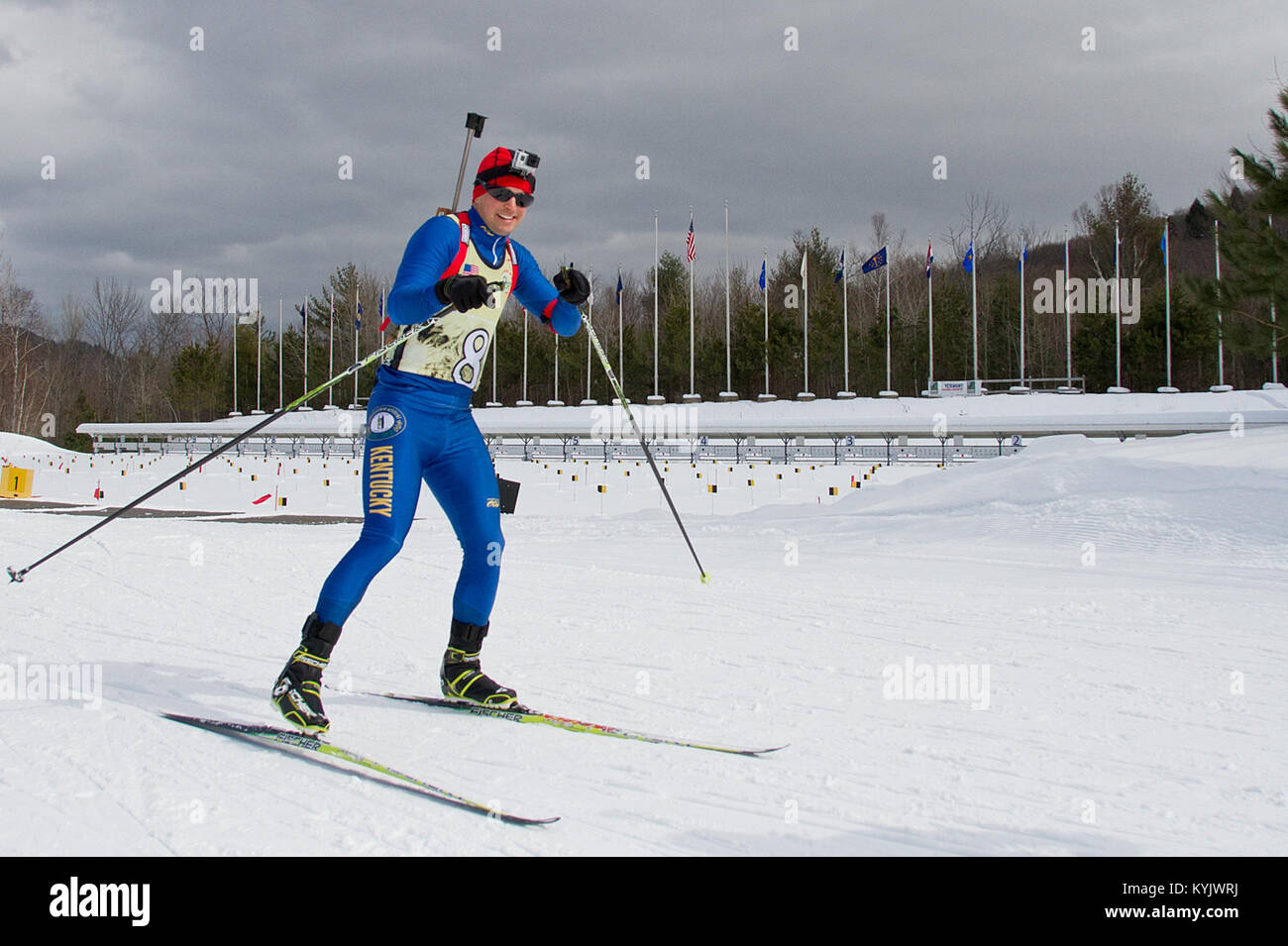 Kentucky Guardsmen join more than 150 competitors from 24 states for the 40th annual National Guard Biathlon Championships at Camp Ethan Allen Training Site in Jericho, Vt., March 1-5, 2015. (U.S. Army National Guard photo by Staff Sgt. Scott Raymond) Stock Photo