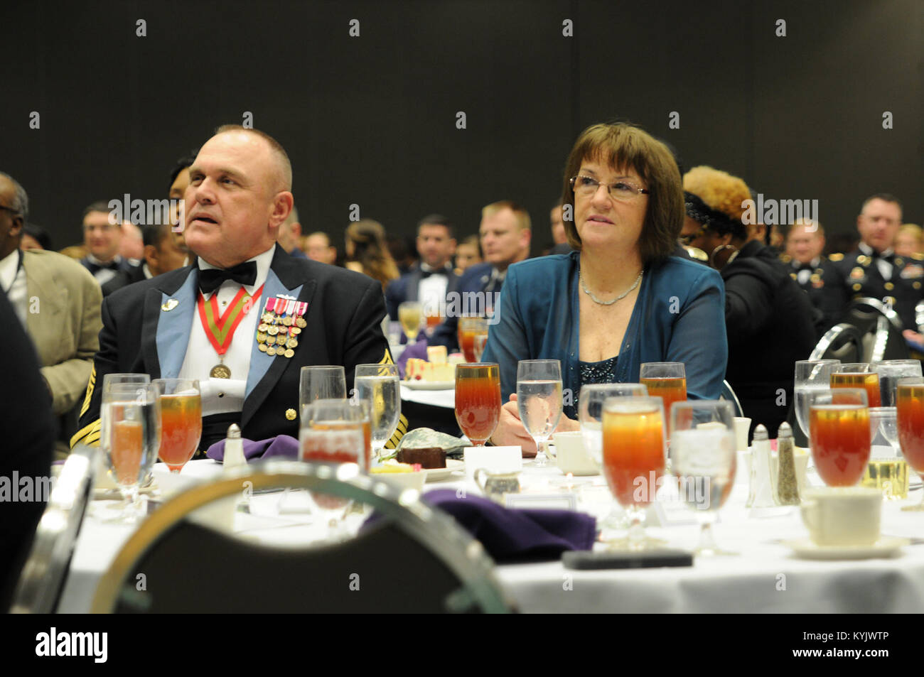 The Kentucky National Guard hosted the 2015 Outstanding Airman and Soldier of the Year Banquet March 14, 2015 at the Kentucky Fair and Exposition Center in Louisville, Kentucky. The annual awards dinner honors Kentucky's finest Airmen and Soldiers who are recognized by their peers for dedicating themselves to the welfare and security of our nation. Stock Photo