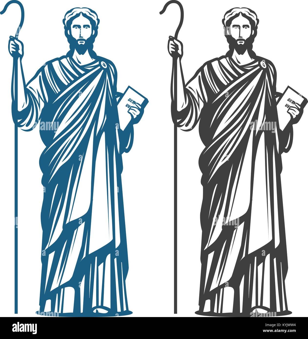 Jesus Christ of Nazareth. God, Messiah, religion symbol. Vector illustration Stock Vector
