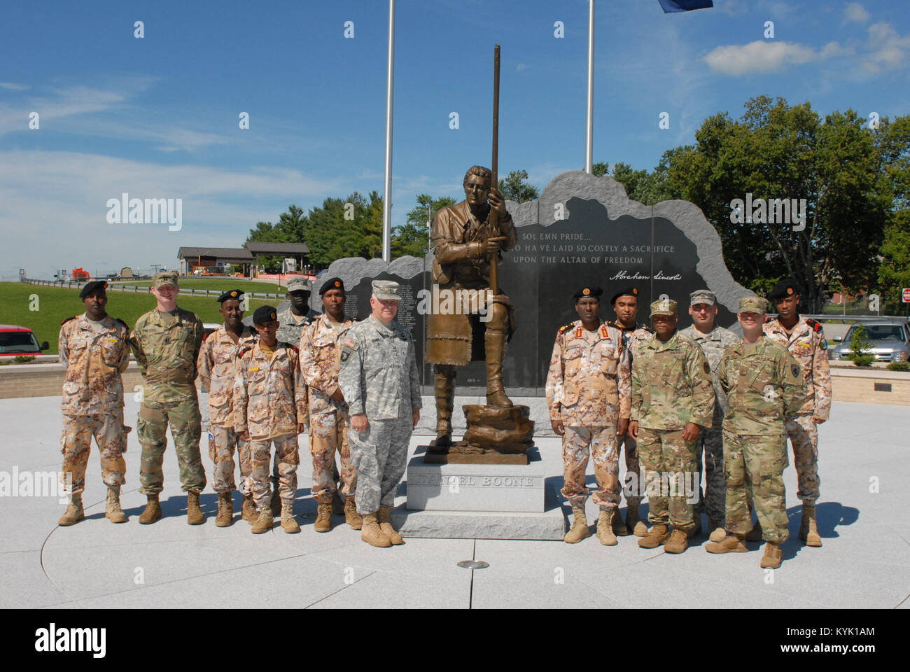 Members of the Djibouti military visits Soldiers of the Kentucky National Guard in Frankfort, Ky., August, 2016. (Photo by Capt. Aaron VanSickle) Stock Photo