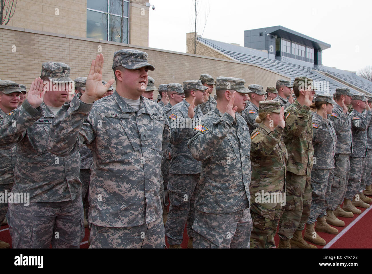 Soldiers with the 198th Military Police Battalion are sworn in and ...