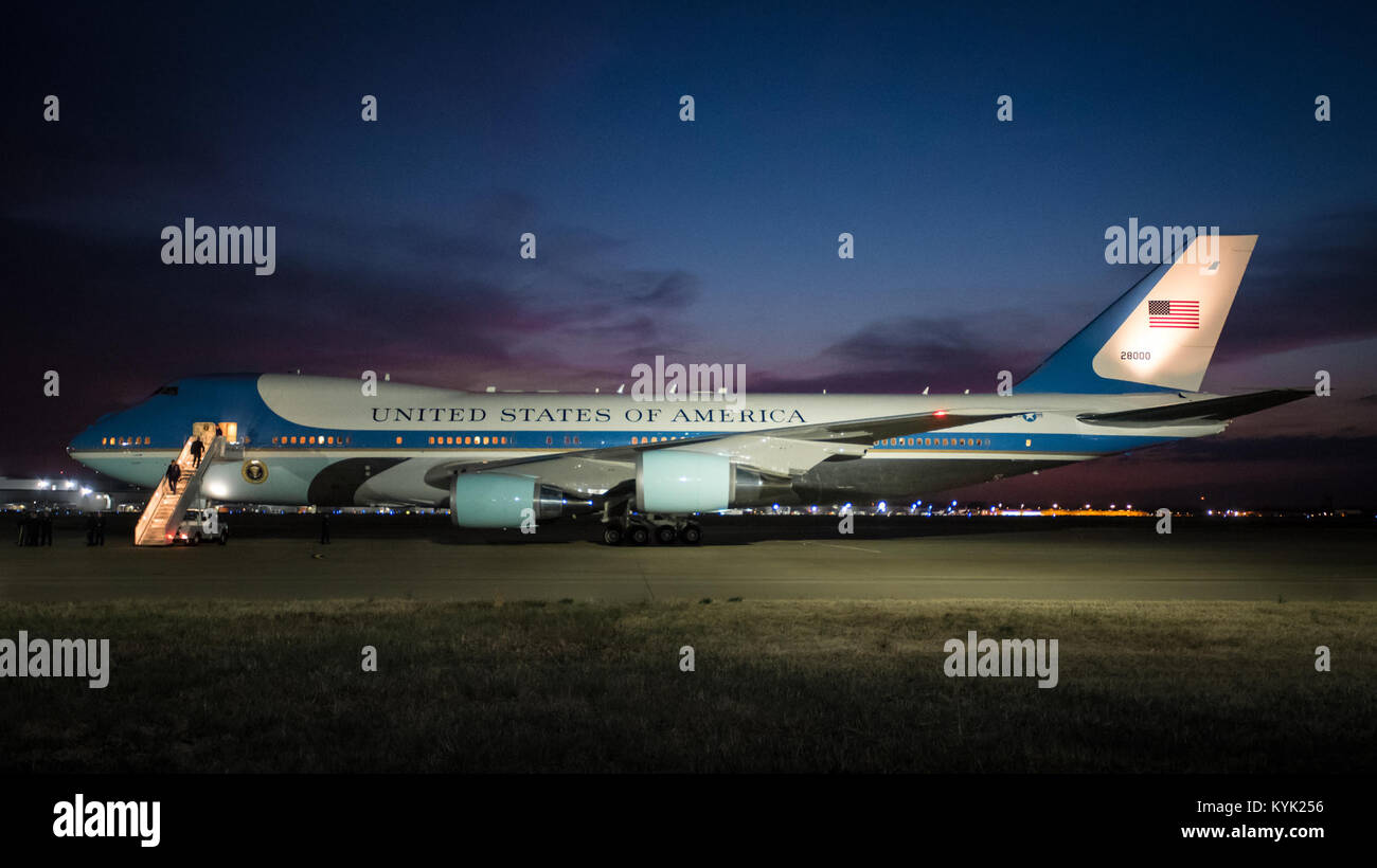 Air Force One sits on the flight line at the Kentucky Air National