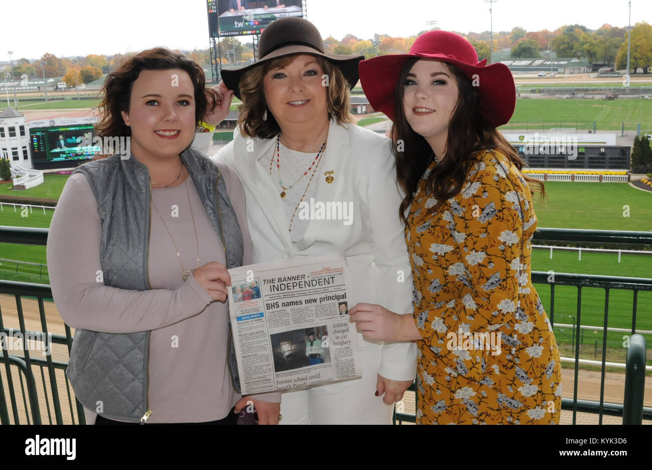 Becky Lambert, from Mississippi, pose with her granddaughters Kinsey