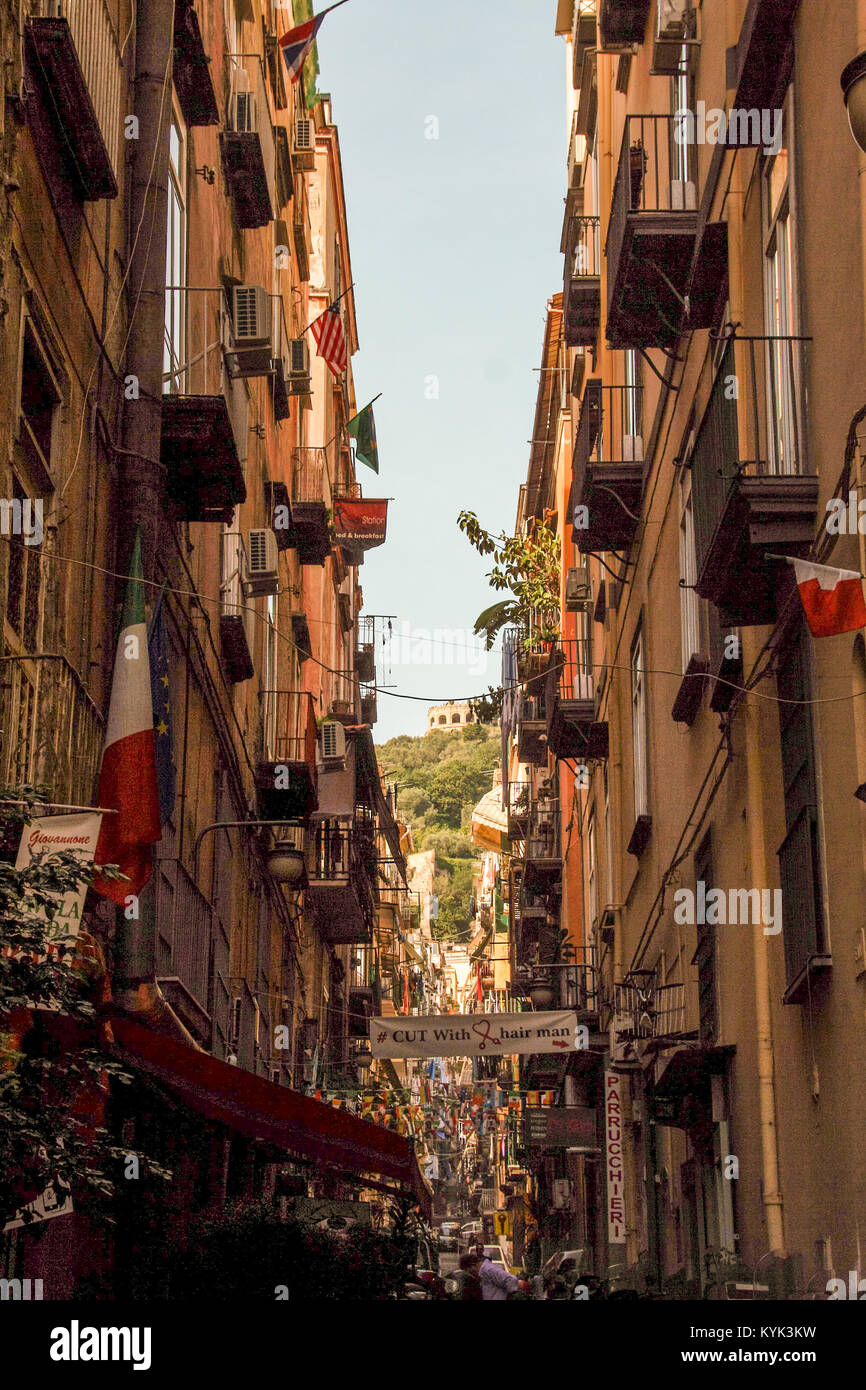NAPLES - ITALY - ON 10/24/2016 - view of quartieri spagnoli in Naples ...