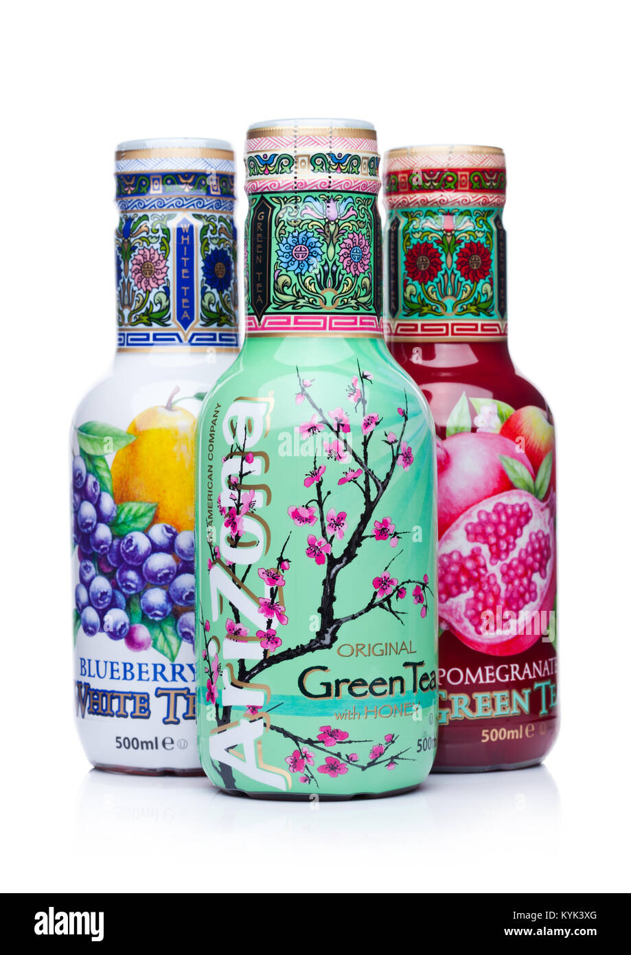 LONDON, UK JANUARY 10, 2018 Plastic bottles of Arizona Green tea