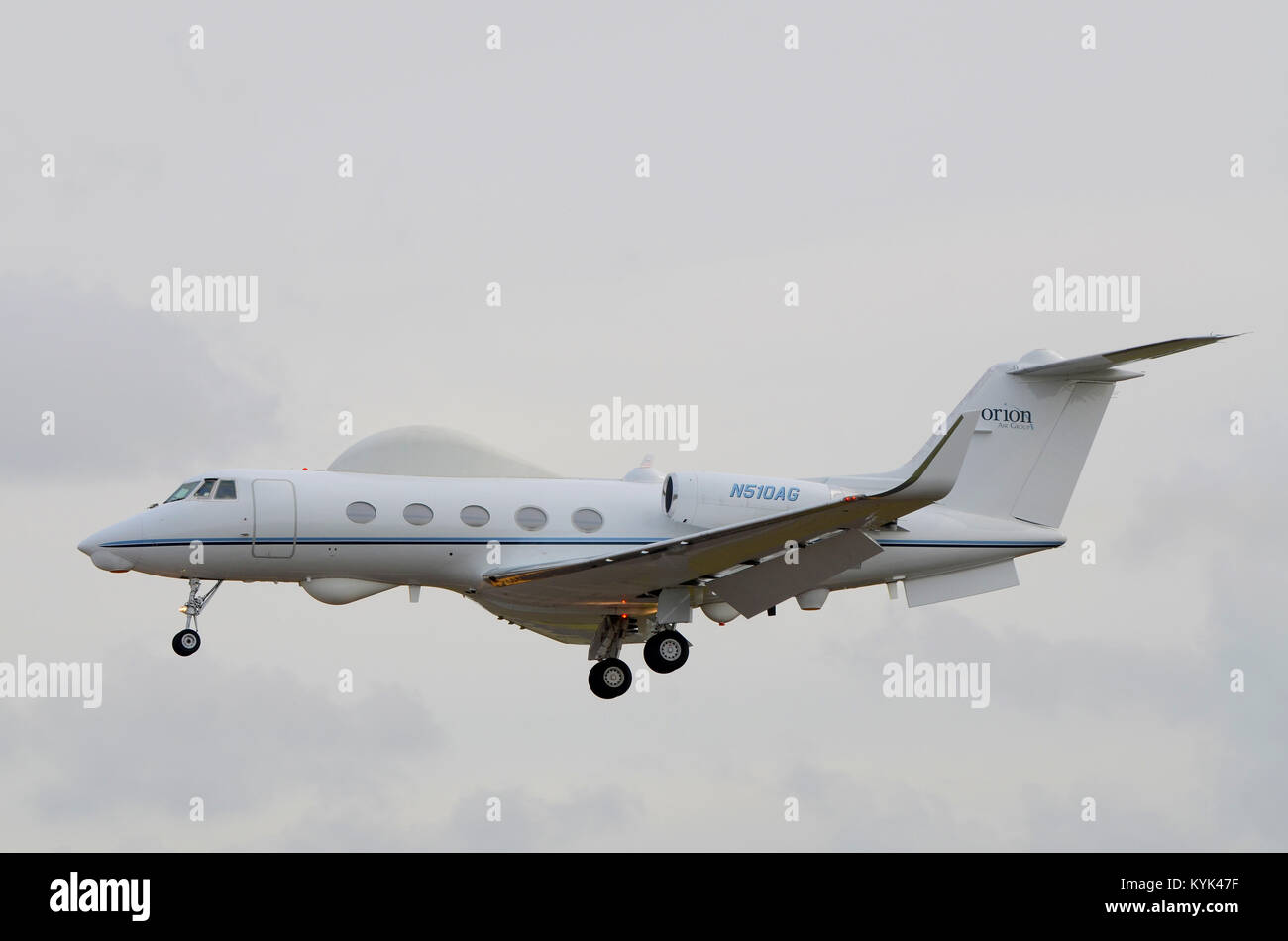 GRUMMAN Gulfstream II G-1159 N510AG of Orion Air Group in support Northrop Grumman’s development of the multi-role tactical-command data link MR-TCDL Stock Photo